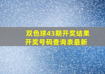 双色球43期开奖结果 开奖号码查询表最新